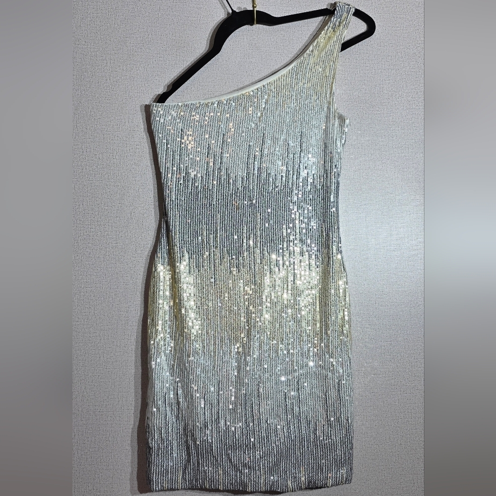 As U Wish Metallic One-Shoulder Dress